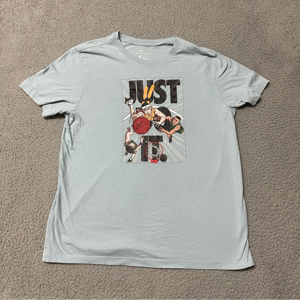 Nike Shirt Mens Extra Large Blue Hoops Graphic Tee Anime Basketball